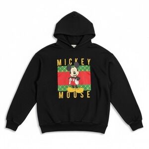 Disney Mickey Mouse Hoodie Youth Small Black Pullover Graphic Sweatshirt